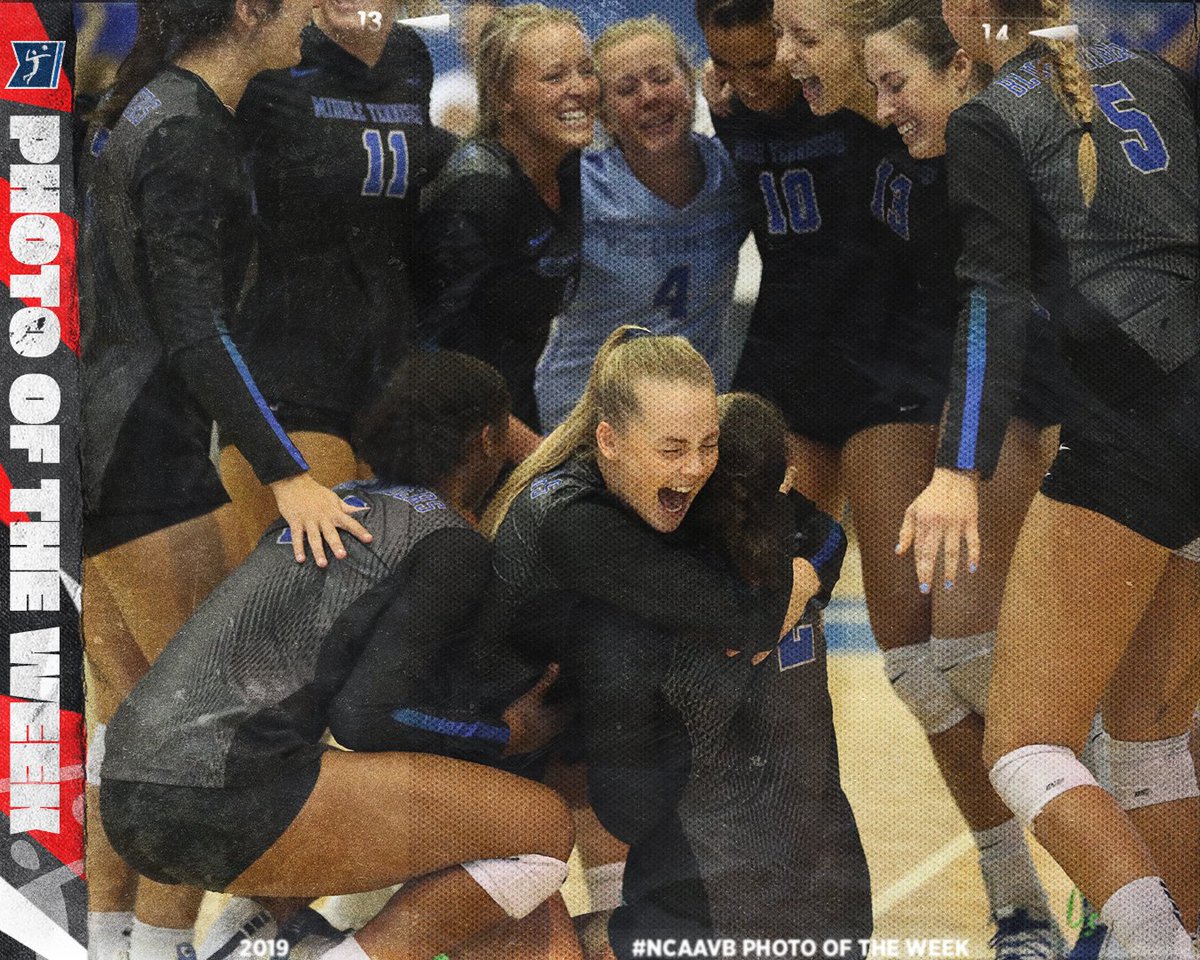 NCAAVolleyball's tweet photo. 📸🏐 #NCAAVB Photo of the Week

Freshman Amalie Jorgensen hugs senior Dora Peonia celebrating @MT_Volleyball's win against FIU in a five set thriller to secure a spot in the @ConferenceUSA tournament for the first time since 2013. https://t.co/1ETOhn1p1l