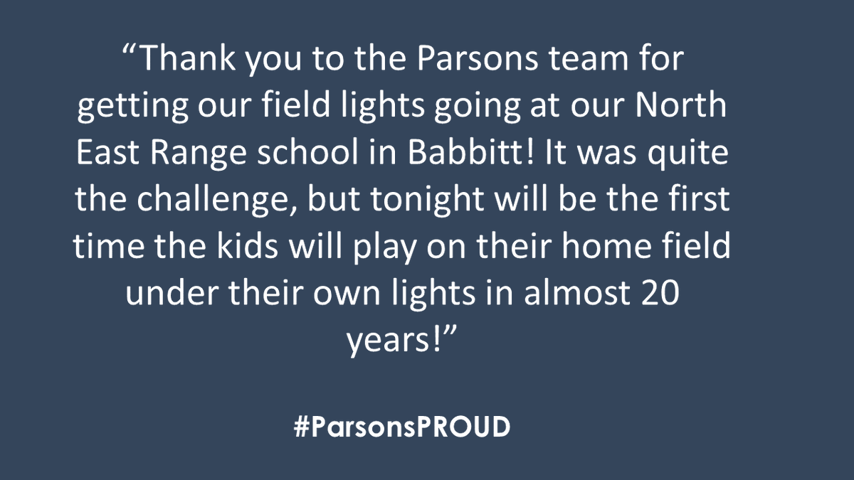 Parsons_Corp's tweet photo. Parsons Electric in Duluth was recently recognized for their work Enriching Lives in the community and for our customers. Congratulations to Mike Scipioni and his team for their work at St. Louis County Schools - see what a customer had to say! #PECProud #enrichinglives https://t.co/X8WUgiKHR2