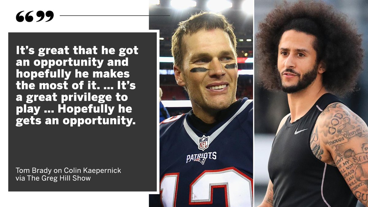 SportsCenter's tweet photo. Brady says he hopes Kap gets his chance. https://t.co/QDr9Y6IwxS