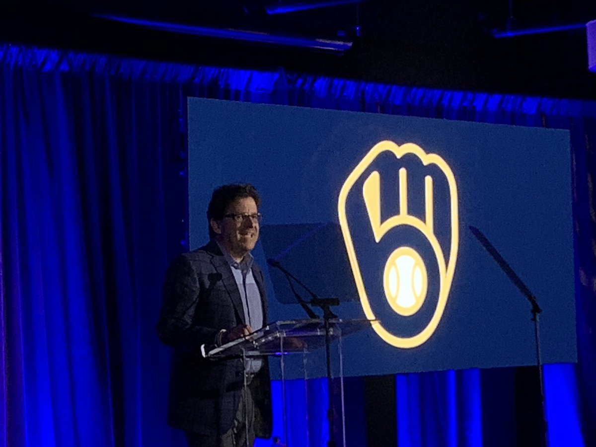 .@brewers owner Marc Antanassio announces the return of the team’s classic “Ball-in-Glove” logo. Story to follow via <a href="/BizTimesMedia/">BizTimes Milwaukee</a>