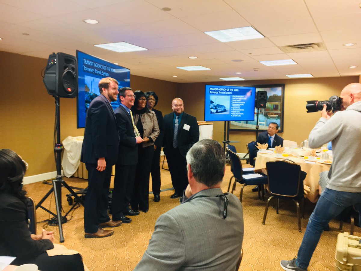 CubicTS's tweet photo. @TorranceCA @CalTransit @TorranceTransit So great to see the excitement on your faces! 🎉 Congrats on being named @CalTransit 2019 Agency of the Year for your demonstrated improvement in system performance. Give it up! 🎉#caltransit54 https://t.co/R3bh8Azomf