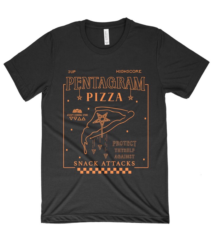 It’s Monday night so why not release something NEW? Inspired by my love of Nintendo NES and the Teenage Mutant Ninja Turtles... and the Occult... Introducing the Pentagram Pizza Unisex Tee 🍕 Now available online!
jessupsgeneralstore.ca