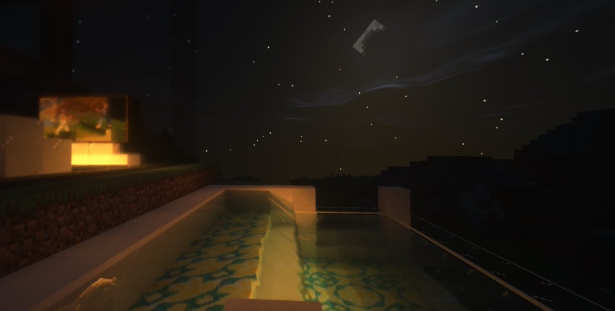 sepiaru's tweet photo. our beautiful pool in #minecraft during all times of the day 💙 https://t.co/ufSpjZauOY