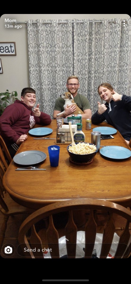 AGladow's tweet photo. someone please tell me why @dbrans_2 is eating dinner with my family holding my dog and i’m not there  🥺 https://t.co/WfcfNzMi1p