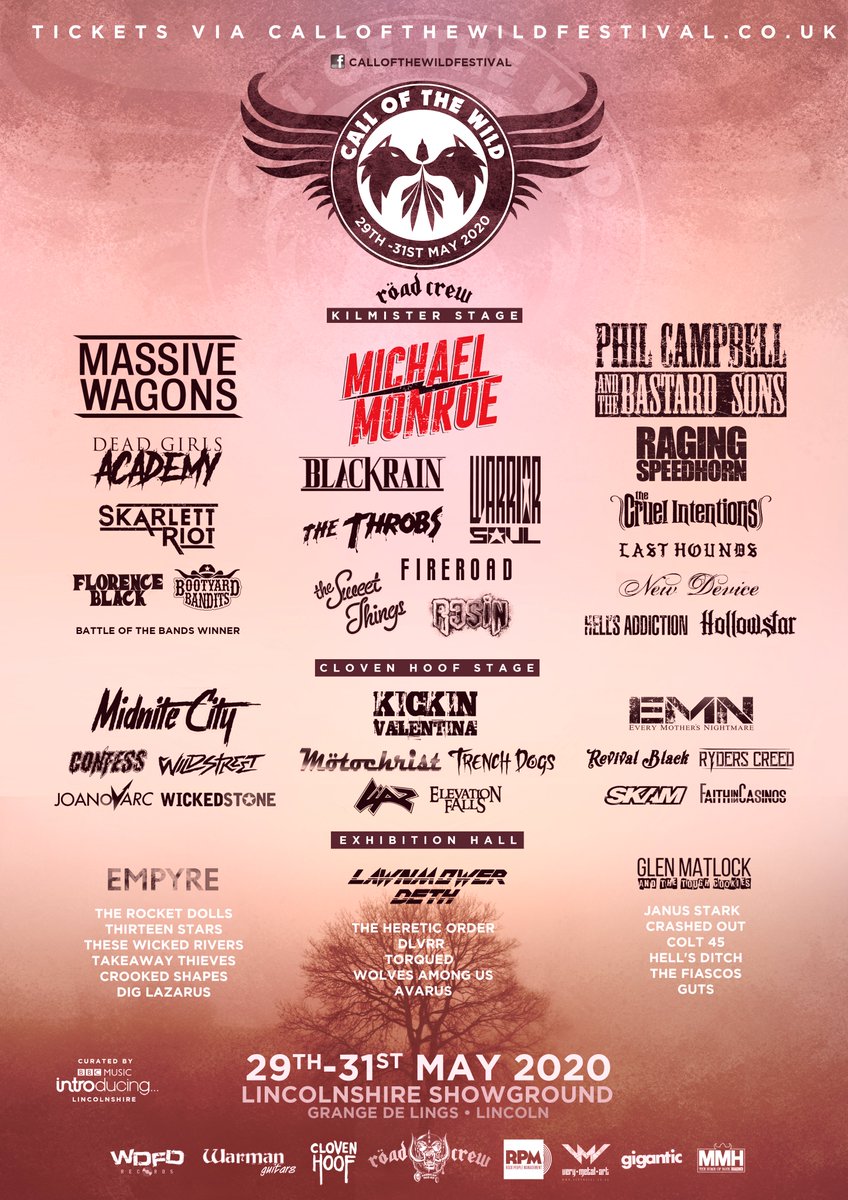 MMH - The Home Of Rock Radio (@mmh_radio) on Twitter photo <a href="/callofthewildf1/">Call of the Wild Festival</a> 2020 29th-31st May <a href="/LincsShowground/">Lincolnshire Showground</a>
<a href="/MassiveWagons/">Massive Wagons</a> <a href="/michaelmonroe/">Michael Monroe</a> <a href="/PCATBS/">Phil Campbell & TBS</a>
Get Tickets Here
mmhradio.co.uk/events/call-of…
<a href="/Hells_Addiction/">Hell's Addiction</a> <a href="/HollowstarBand/">Hollowstar</a> <a href="/RevivalBlack_/">Revival Black</a> <a href="/RydersCreed/">RYDERS CREED</a> <a href="/SKAM_UK/">SKAM</a> <a href="/thefiascosuk/">THE FIASCOS</a> <a href="/GlenMatlock/">Glen Matlock</a> <a href="/crashedoutuk/">CRASHED OUT</a> <a href="/wearecolt45/">COLT 45</a> <a href="/JanusStark1/">Janus Stark</a> <a href="/callofthewildf1/">Call of the Wild Festival</a> 2020 29th-31st May <a href="/LincsShowground/">Lincolnshire Showground</a>
<a href="/MassiveWagons/">Massive Wagons</a> <a href="/michaelmonroe/">Michael Monroe</a> <a href="/PCATBS/">Phil Campbell & TBS</a>
Get Tickets Here
mmhradio.co.uk/events/call-of…
<a href="/Hells_Addiction/">Hell's Addiction</a> <a href="/HollowstarBand/">Hollowstar</a> <a href="/RevivalBlack_/">Revival Black</a> <a href="/RydersCreed/">RYDERS CREED</a> <a href="/SKAM_UK/">SKAM</a> <a href="/thefiascosuk/">THE FIASCOS</a> <a href="/GlenMatlock/">Glen Matlock</a> <a href="/crashedoutuk/">CRASHED OUT</a> <a href="/wearecolt45/">COLT 45</a> <a href="/JanusStark1/">Janus Stark</a>