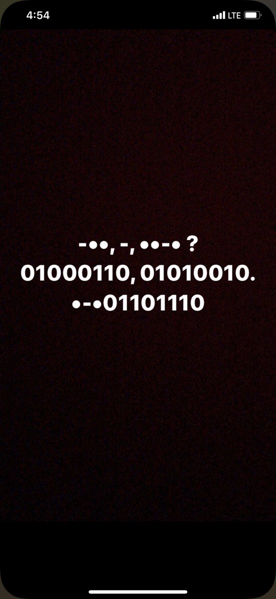 katierhurtado's tweet photo. This boy is tryna fuck but he has a girlfriend so he slides into my finsta’s DM with some Morse code &amp; Binary that translates to “DTF? Fr, rn” https://t.co/mCqB9GT8fH