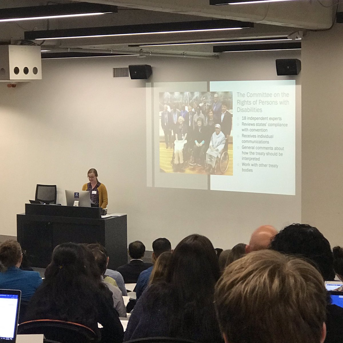 MSEI_UniMelb's tweet photo. .@DuellPiening is now speaking about the role of the UN Committee on the Rights of Persons with Disabilities in promoting and protecting the rights of people who are refugees with disabilities #Migration19 https://t.co/DqfV63MaGY