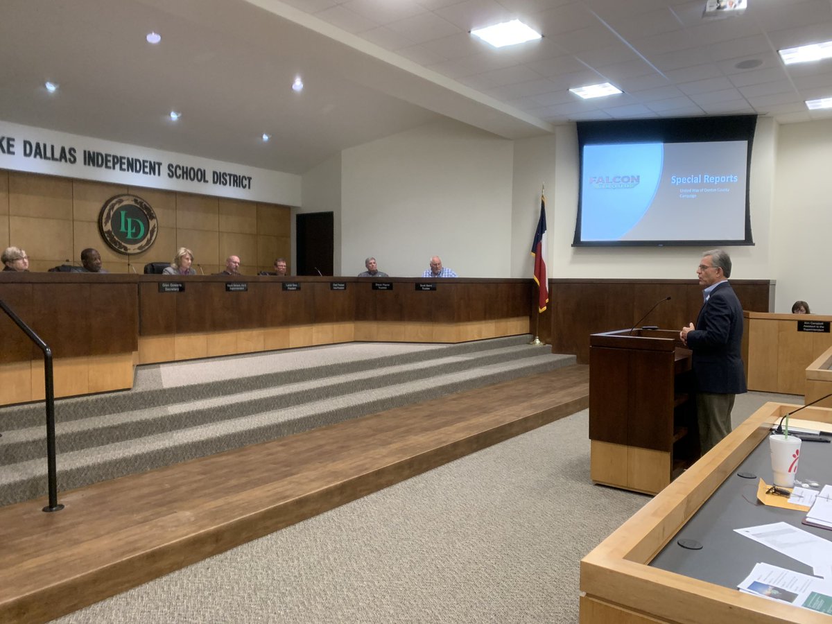 LakeDallasISD's tweet photo. Special thanks to @UnitedWayDenton President Gary Henderson for speaking at our board meeting tonight. We are proud as a district to celebrate our long-standing partnership with United Way of Denton County! #LiveUnited #BetterTogether https://t.co/1bxyiaCkw7