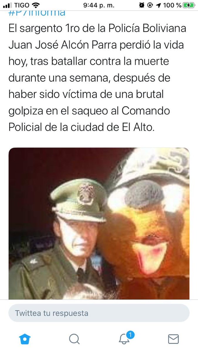 BoPlataforma's tweet photo. Otra víctima más a la lista de muertos que tiene @evoespueblo y de su séquito Quintana, romero, Salvatierra, Linera, entre otros asesino #EvoMorales #EvoAsesino #EvoAsesino #EvoDictador #BoliviaNoHayGolpe https://t.co/BTWscaYC6H