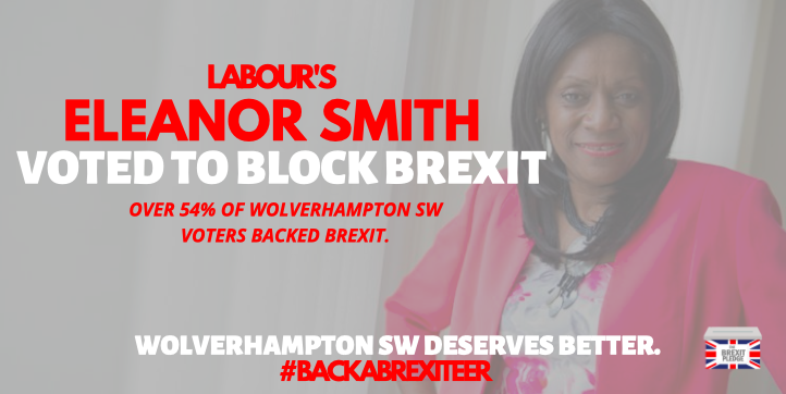 PLEASE RT | Labour’s Eleanor Smith voted to BLOCK Brexit despite 54% of her constituents voting to leave the EU.

Make sure that on December 13th, the voters of Wolverhampton SW have an MP they can trust to deliver Brexit. 

#WolverhamptonSouthWest
#GE2019
#EleanorSmithBrexit