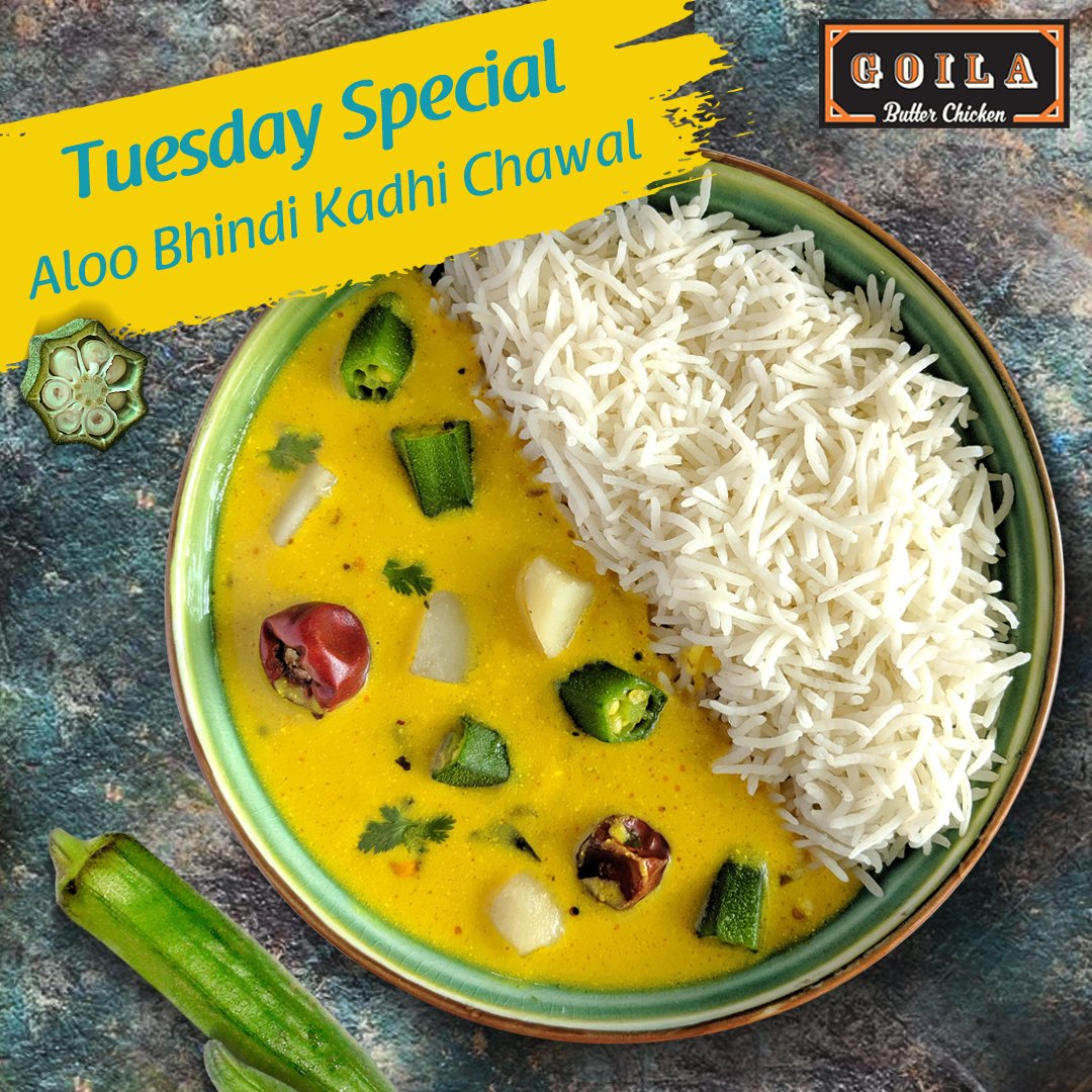 An absolute must-try for all Vegetarians and 'Tuesday' people 😋
A soulful dish that will remind you of home!
.
.
.
#goilabutterchicken #tuesdayspecial #aloobhindi #kadhichawal