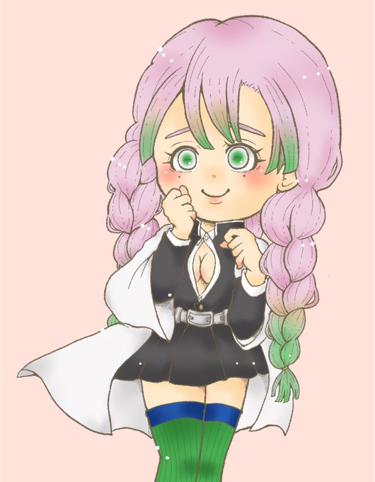 rambow@1日1ティナ開催中⭐︎さんがTwitterに投稿した甘露寺蜜璃(鬼滅の刃)のイラスト。