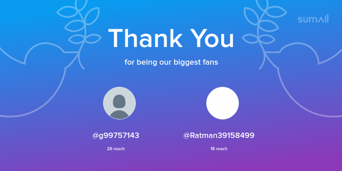 Our biggest fans this week: g99757143, Ratman39158499. Thank you! via https://t.co/BW46EPLYwl https://t
