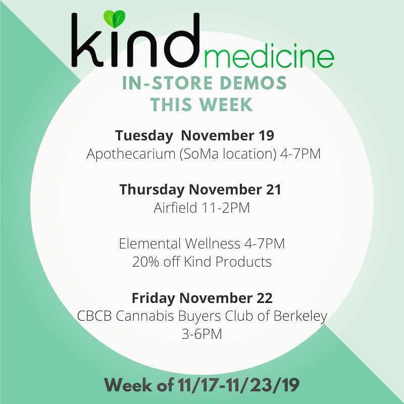 Why_Kind's tweet image. Lots of opportunities to see Kind and ask questions this week. We’ll be in SF, San Jose and Berkeley!
#cannabis #sf #sanjose #berkeley #demos #vendor #patienteducation #ontheroad #weouthere #weloveourpatients #dispensaries #cbd #educate #knowyourmedicine #thc #knowledgeispower