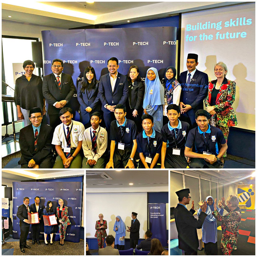 harrietgreen1's tweet photo. Delighted to be in Kuala Lumpur announcing a new chapter of education in Malaysia with the first #PTECH schools to open early next year. Thanks so much to the Ministry of Education and our first industry partner, the Malaysia Digital Economy Corporation for your support. @mymdec https://t.co/5dVNcRq2ah