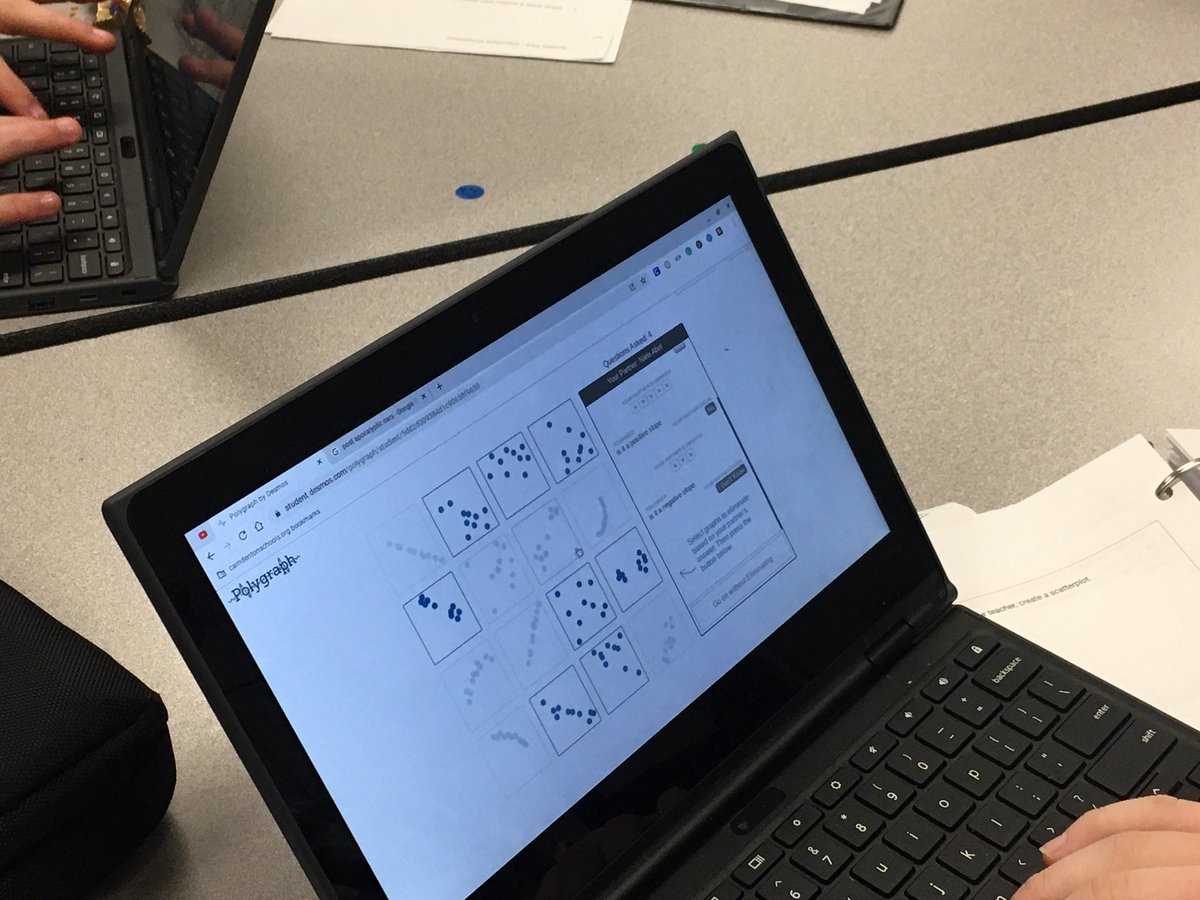 Shmoehle's tweet photo. #MathReady Ss engage in a Scatterplots Polygraph activity using @Desmos. #technologyintegration #academicvocabulary is important https://t.co/b6m8WzAe30