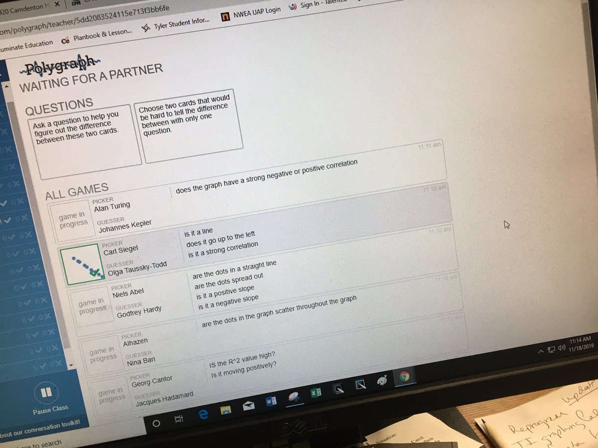 Shmoehle's tweet photo. #MathReady Ss engage in a Scatterplots Polygraph activity using @Desmos. #technologyintegration #academicvocabulary is important https://t.co/b6m8WzAe30