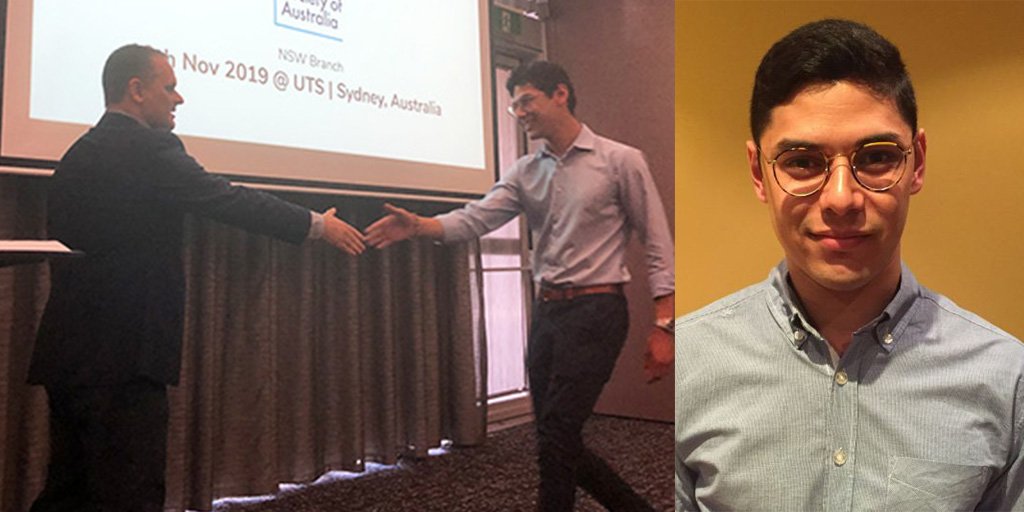 RandomSamplePOD's tweet photo. Congrats to James Yu from ACEMS at @UTS_Science for winning this year's prestigious JB Douglas Award presented by the NSW branch of @StatSocAus - read our story here:
https://t.co/bLyWdRjwOk
@UTSEngage @UTSResearch @statsgen https://t.co/39bFsjQjM4