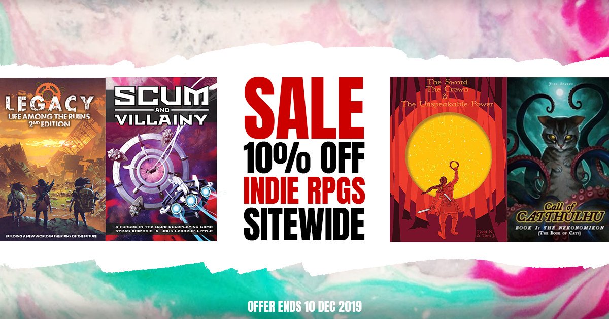 rpgbookshelf's tweet image. We're celebrating the holiday season with 10% OFF all RPGs!
Grab a gift for the GM or yourself, including top sellers like Blades in the Dark, Monster of the Week, Burning Wheel and lots more!
rpgbookshelf.com.au/shop/