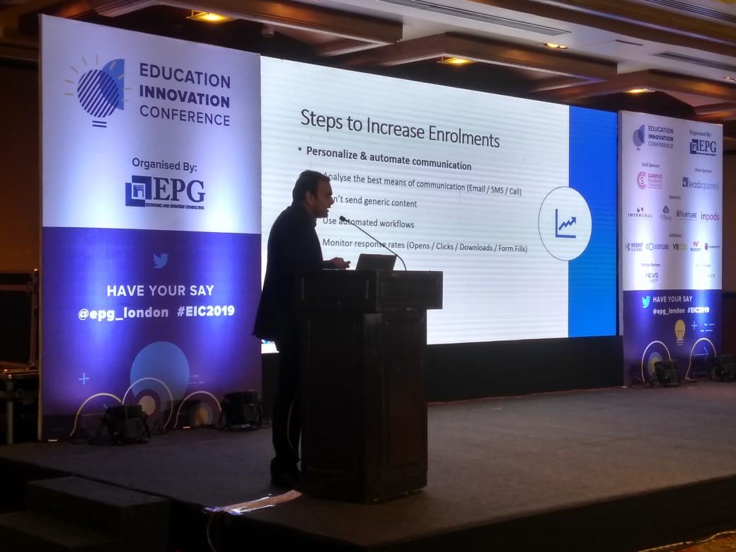 Today at #EIC2019: Murali Krishna Kantipudi speaks on how higher education can increase enrollments, in the Education Innovation Conference 2019 at Hotel Taj, Bangalore.
#EIC2019 #enrollmentmanagement #educationtechnology
