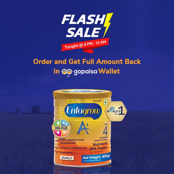 GoPaisaCom's tweet photo. Are You Ready for #GoPaisa Flash Sale Tonight (9 PM-12 AM) - Grab 100% Cashback Offer. https://t.co/VfYwUXdiAa
#GoPaisaFlashSale #GoPaisaOffers #GoPaisaDeals #GPCashback #GPOffers https://t.co/klQRbzLhFA