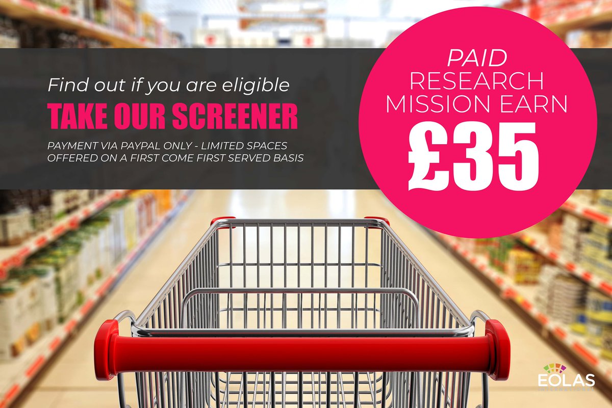 EolasInt's tweet image. Interested in #MarketResearch and currently living in the #UK? Eolas are looking for every day consumers to participate in a paid research mission in stores near you! 🛒

 For more info: eolasinternational.com/index.php/work…