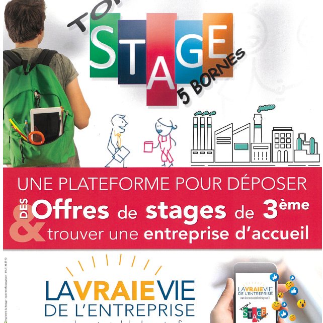 Nouvelle plateforme de recherche de stage de 3e, #entreprises #college retrouvez les offres de stages autour de chez vous : ton-stage-a-5-bornes.fr