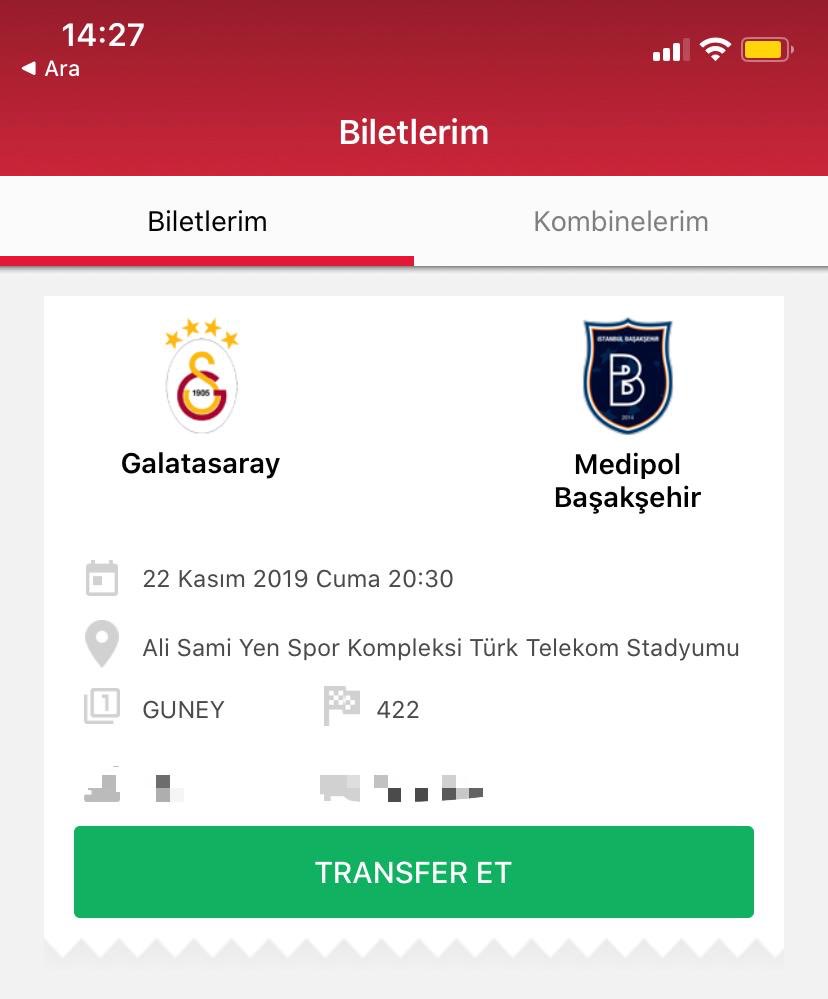 Başakşehir macina  1 adet  guney ust bilet. İletisim icin dm..

#GS
#gs 
#BiletDevir 
#bilet 
#kombinenidevret 
#kombinedevir 
#kombine 
#biletdevret
#basaksehir 
#Galatasaray 
#GalatasarayBilet #guney #üst #GSvBsk