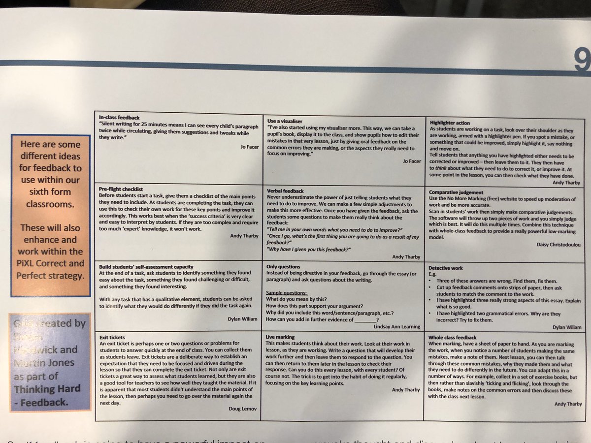 Strategies to ensure feedback has powerful impact. Check out ‘Thinking Hard’ @PiXL_6
