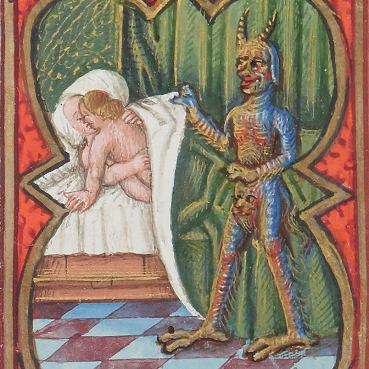 If you're thinking that this all sounds like a list of Do Nots and doesn't seem like much fun, *you're right.* Sex in Christian theology was sinful if you enjoyed it. Pleasure meant you'd assented to sin and the devil could take hold of you. (BnF, MS Français 166, f. 139r)
