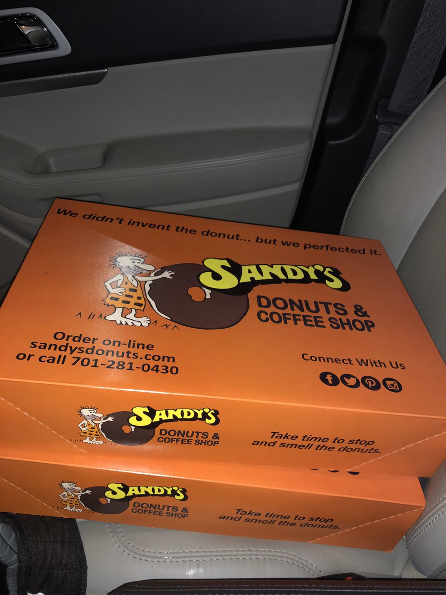 AgCJared's tweet photo. An extra passenger coming with on the daily trek to Wahpeton. @sandysdonuts makes for better staff meetings! #agcountry #BE https://t.co/ROkBw3z8EG