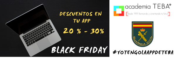 AcademiaTeba's tweet photo. ❗️BLACK FRIDAY ❗️
OFERTA EXCLUSIVA 29 DE NOVIEMBRE.
Descuentos en tu app en todos los diferentes pack 
ATENT@S AL LANZAMIENTO DE ESTAS OFERTAS
#appteba #academiateba #yotengolaappdeteba #guardiacivil #oposiciones #aporla126 https://t.co/owFCPEApTQ