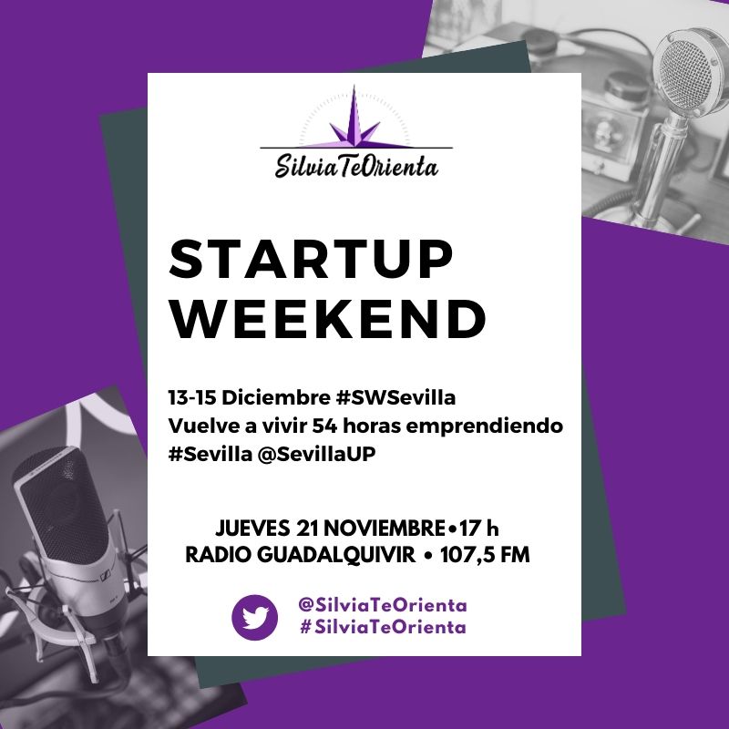 SilviaTeOrienta's tweet photo. Este jueves en #SilviaTeOrienta hablamos del #evento #SWSevilla de @SevillaUP con algunos de sus organizadores. #StarUpWeekend 54 horas de #emprendimiento entre los días 13 y 15 de diciembre en #Sevilla ¡Imprescindible!
Jueves de 17 a 19h en Radio Guadalquivir 107.5FM y online https://t.co/AsryW2I5EX