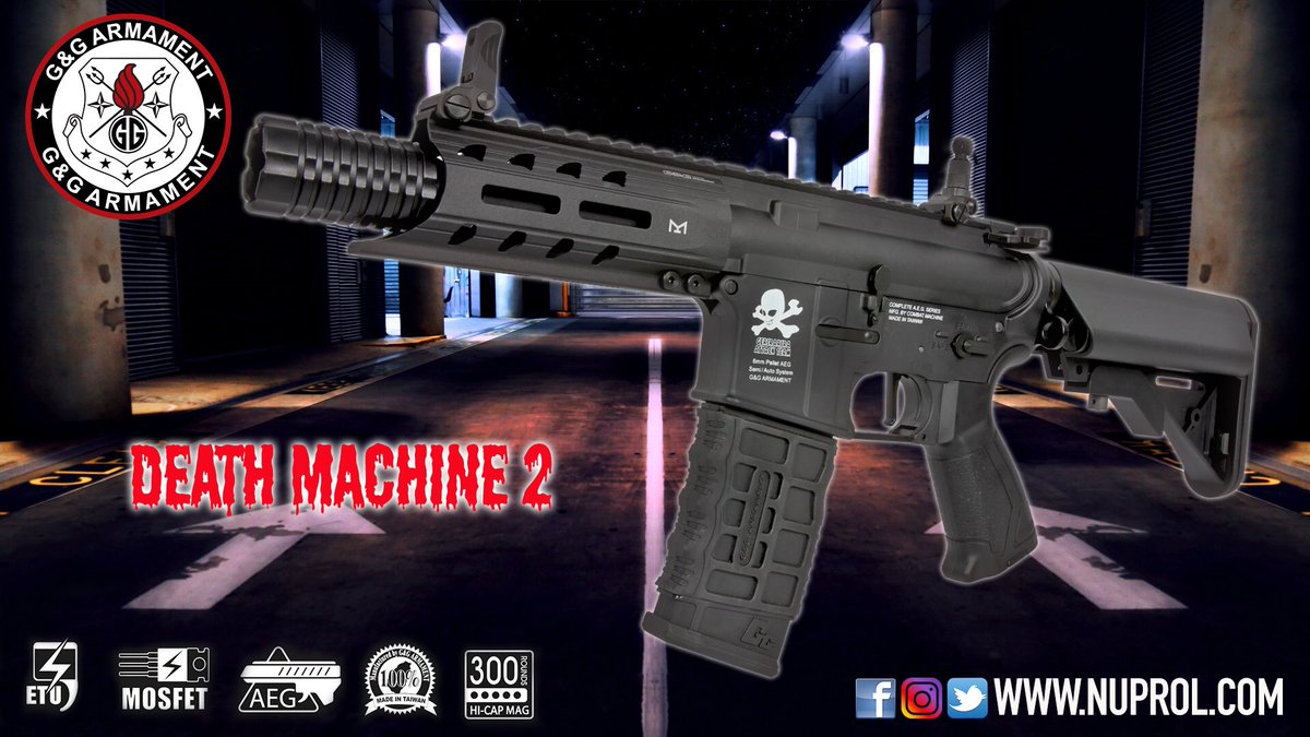 Nuprol G G Death Machine Mark 2 Sku Gg Egc Arp Dm2 Bnb Length Mm 600 Weight G 96 Fire Modes Semi Full Auto Barrel Length Mm 128 Barrel Bore Mm 6 08 Rails Cnc Hard Anodizing Approx Fps Uk