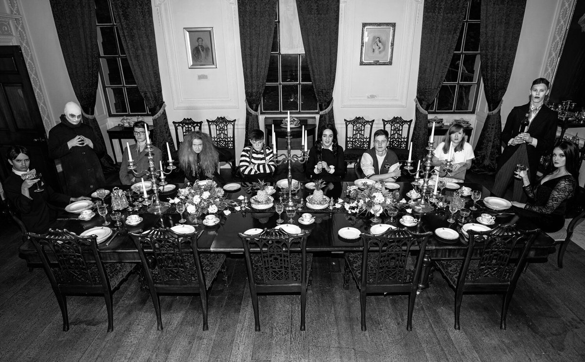 1 Day to go, and we just couldn’t wait !! The #AKSAddams2020 promo video 📽 will be released today !!! Here’s a final 📸 of the principal cast on set 🖤 #TheAddamsFamily @LowtherTheatre <a href="/AKSLythamMusic/">AKS Music</a> <a href="/LythamHall/">Lytham Hall</a> #WhenYoureAnAddams 💀👻