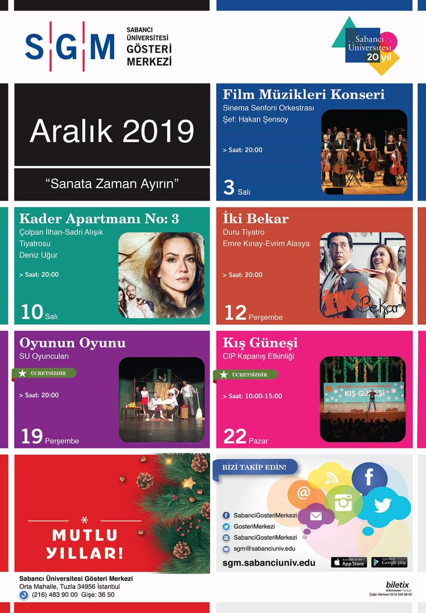 gosterimerkezi's tweet photo. SABANCI ÜNİVERSİTESİ GÖSTERİ MERKEZİ ARALIK PROGRAMI İLE KIŞA MERHABA! 

''Sanata Zaman Ayırın''

Bilet satışları, bugün, saat 12:00'da, Üniversite merkezi -Biletix gişesinde ve Biletix internet sitesinde başlıyor! https://t.co/NnslS79hOE