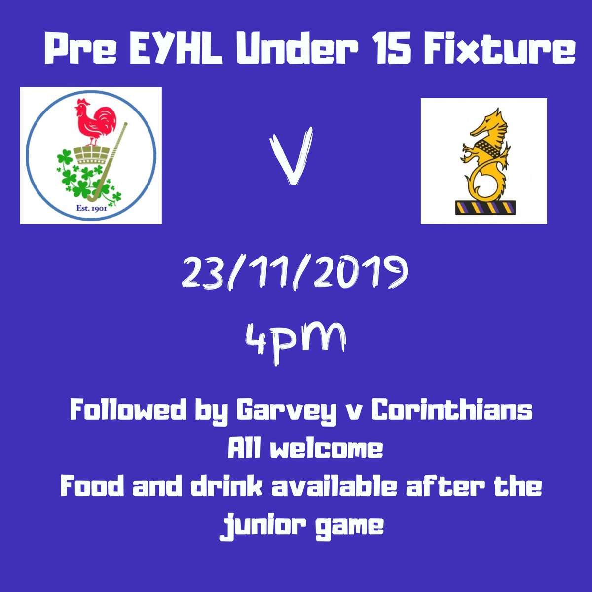 Our U15 boys take on Inst at 4pm this Saturday just before the M1s EYHL game. Friends &amp; family of both junior teams are very welcome to stay and enjoy the match. Food available in the bar. <a href="/instonianshc/">Instonians Hockey</a>