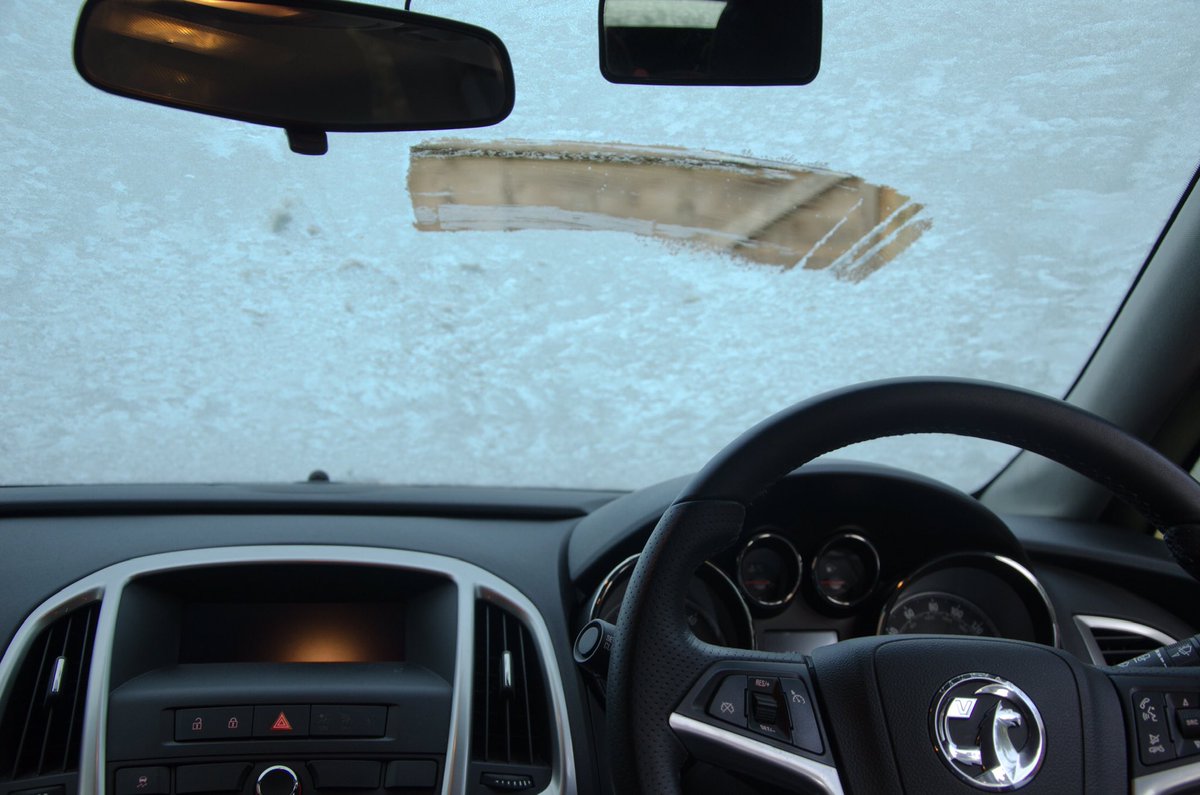 Frosty start this morning. Please clear your windows and mirrors fully before driving off. Scraping a small gap to see ahead won’t give you clear view to see all the hazards ahead