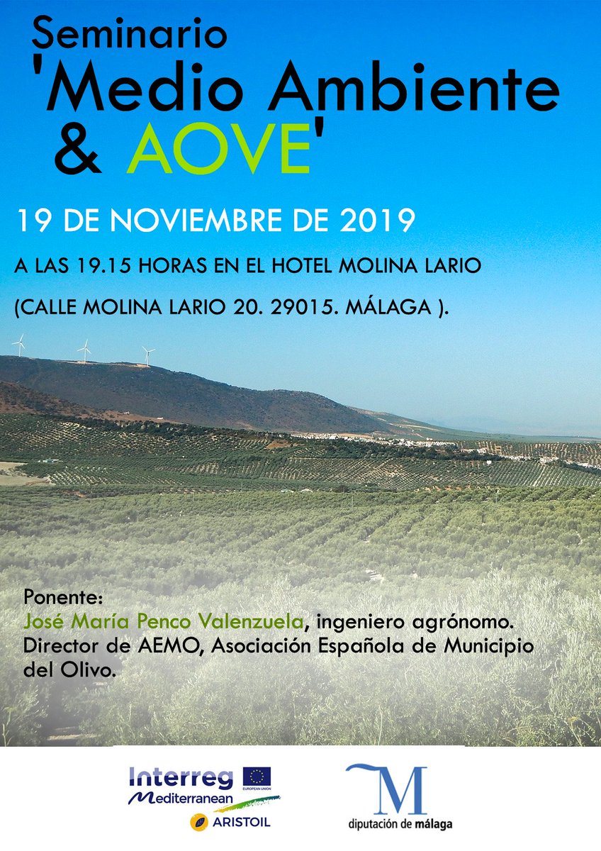 AOVESol's tweet photo. Os recordamos que esta tarde celebramos tres seminarios en torno a nuestro oro líquido en el hotel Molina Lario. Preinscripción aquí: https://t.co/8DZvjI46hv https://t.co/wswDf6JFr4