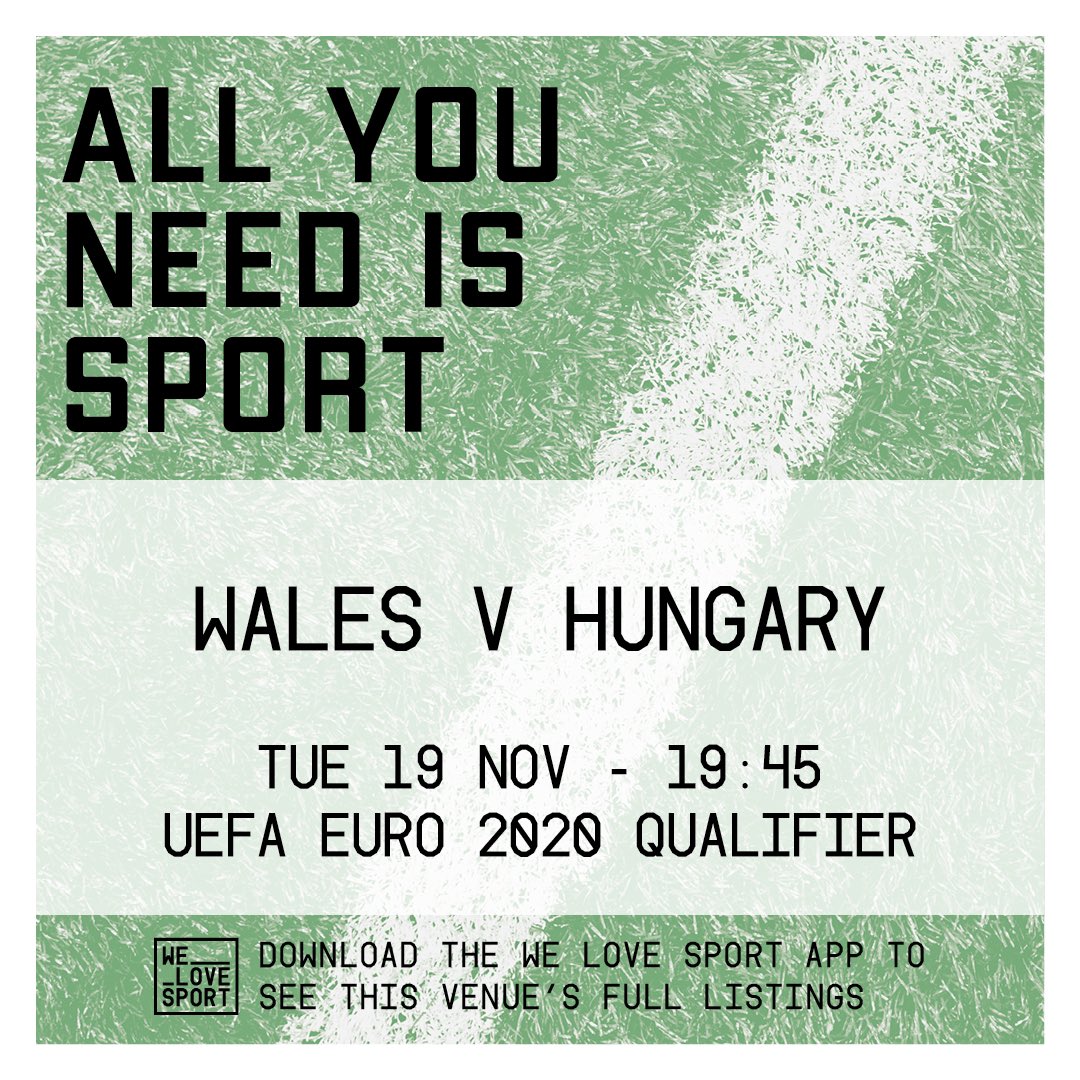 🏴󠁧󠁢󠁷󠁬󠁳󠁿 Will Wales qualify for a second consecutive Euro’s tonight? 

⚽️ Watch all the action at your local We Love Sports venue 

🍻 Download the app &amp; register for a FREE welcome drink