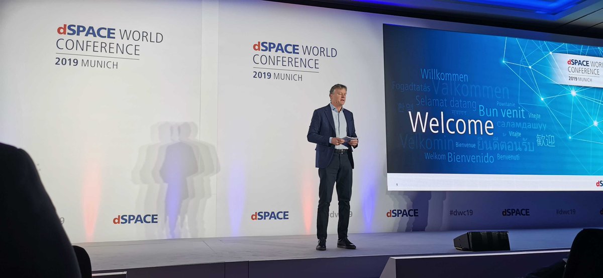 dSPACEglobal's tweet photo. Martin Goetzeler, CEO of dSPACE GmbH, is live on stage and welcomes everybody to our first dSPACE World Conference 2019. He talks about dSPACE's positioning in times of new challenges for the automotive industry. #dwc19 #autonomousdriving #emobility https://t.co/wu3X5GsGFx