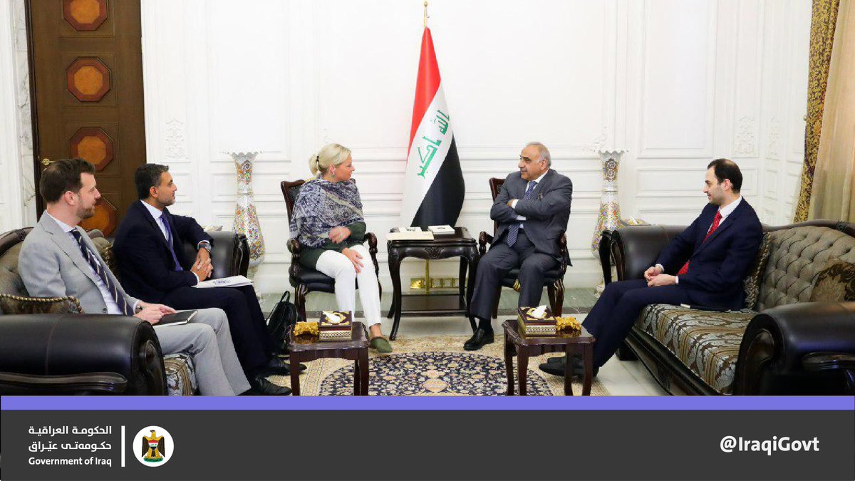 PM <a href="/AdilAbdAlMahdi/">عادل عبدالمهدي</a> receives in Baghdad UN SRSG <a href="/JeanineHennis/">Jeanine Hennis</a>, and holds talks on the reforms announced by the <a href="/IraqiGovt/">Government of Iraq - الحكومة العراقية</a> to meet the demands of protesters, including the draft new electoral law which has recently been submitted to Parliament.