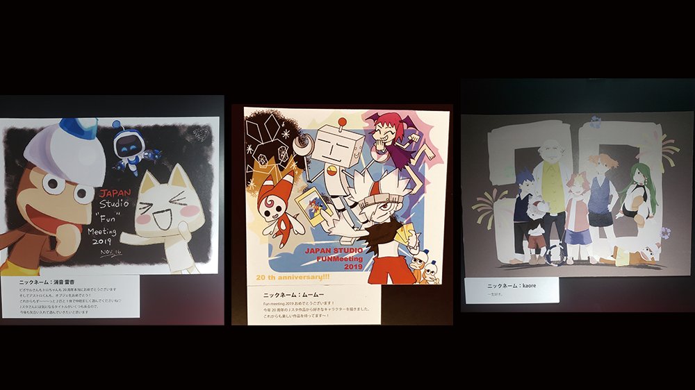 piposaru20th's tweet photo. 「JAPAN Studio “Fun” Meeting 2019”」イベント思い出続き。

パーティー会場には、沢山のファンアートも！

力作ぞろいでウッキウキ！
描いてくれた人も、描きかけて挫折した人も、みんなありがとう～！

#JAPANStudio #サルゲッチュ #サルゲッチュ20th https://t.co/o0kbkSBZSD