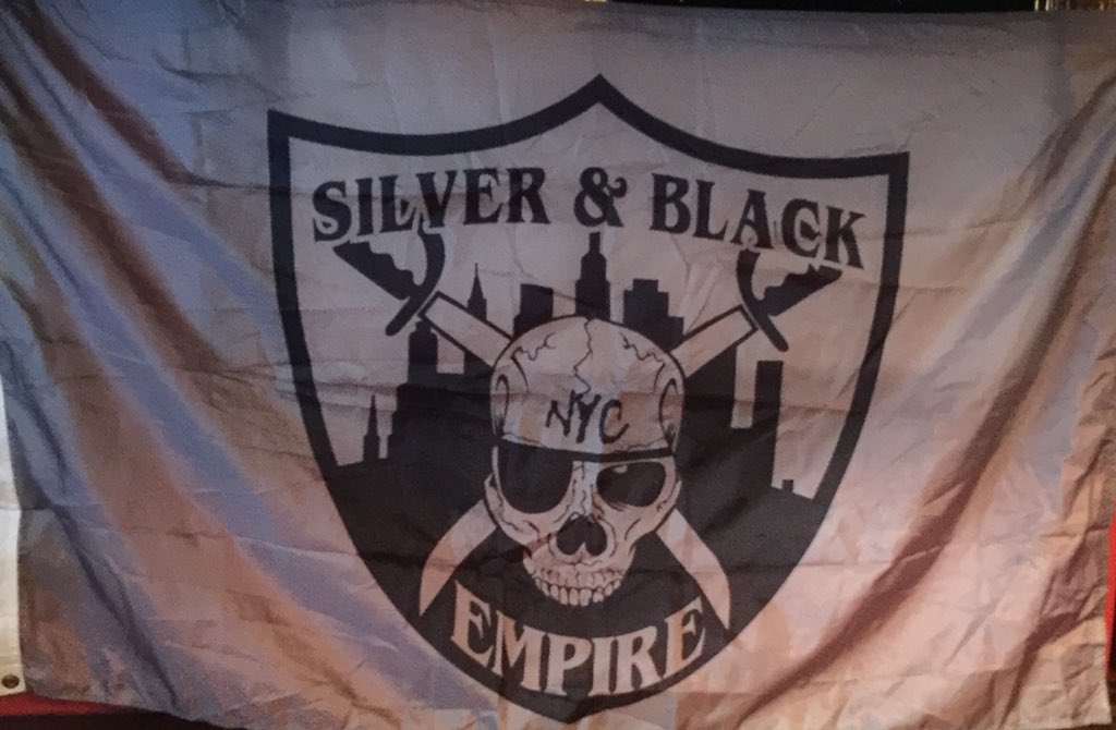 SlvrBlkEmpireNY's tweet photo. Due to overwhelming demand the #tailgate is #SoldOut ! But we as #RaiderFamily can hang and be a part of #RaiderInvasion #Blackout of #NYC @PeterDillonsNYC will be rocking all weekend long for #RaiderNation ! #JustWinBaby #Takeover @MetLifeStadium https://t.co/n8LodTi9LT