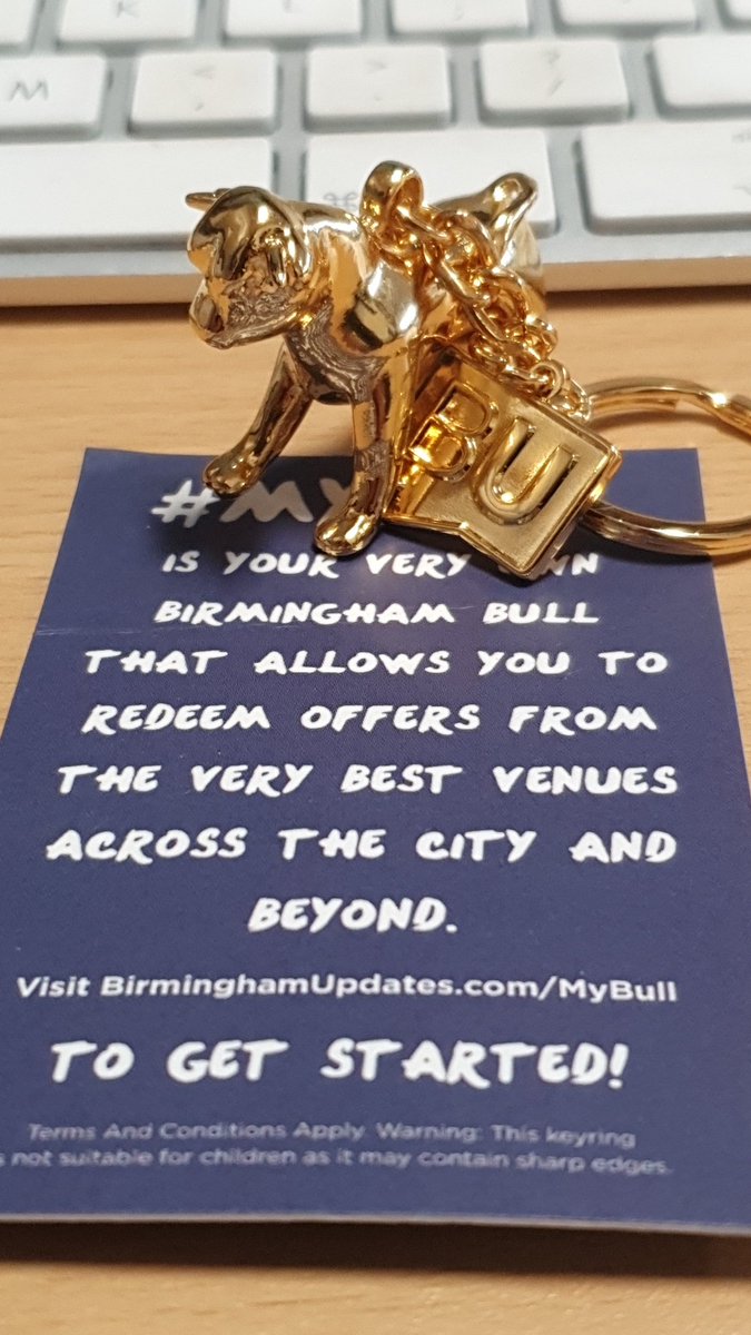 Work perks!! When a colleague gives you a gold unlimited #MyBull keyring for discounts around Birmingham!! 💃🙆‍♀️👌 <a href="/BhamUpdates/">Birmingham Updates</a>