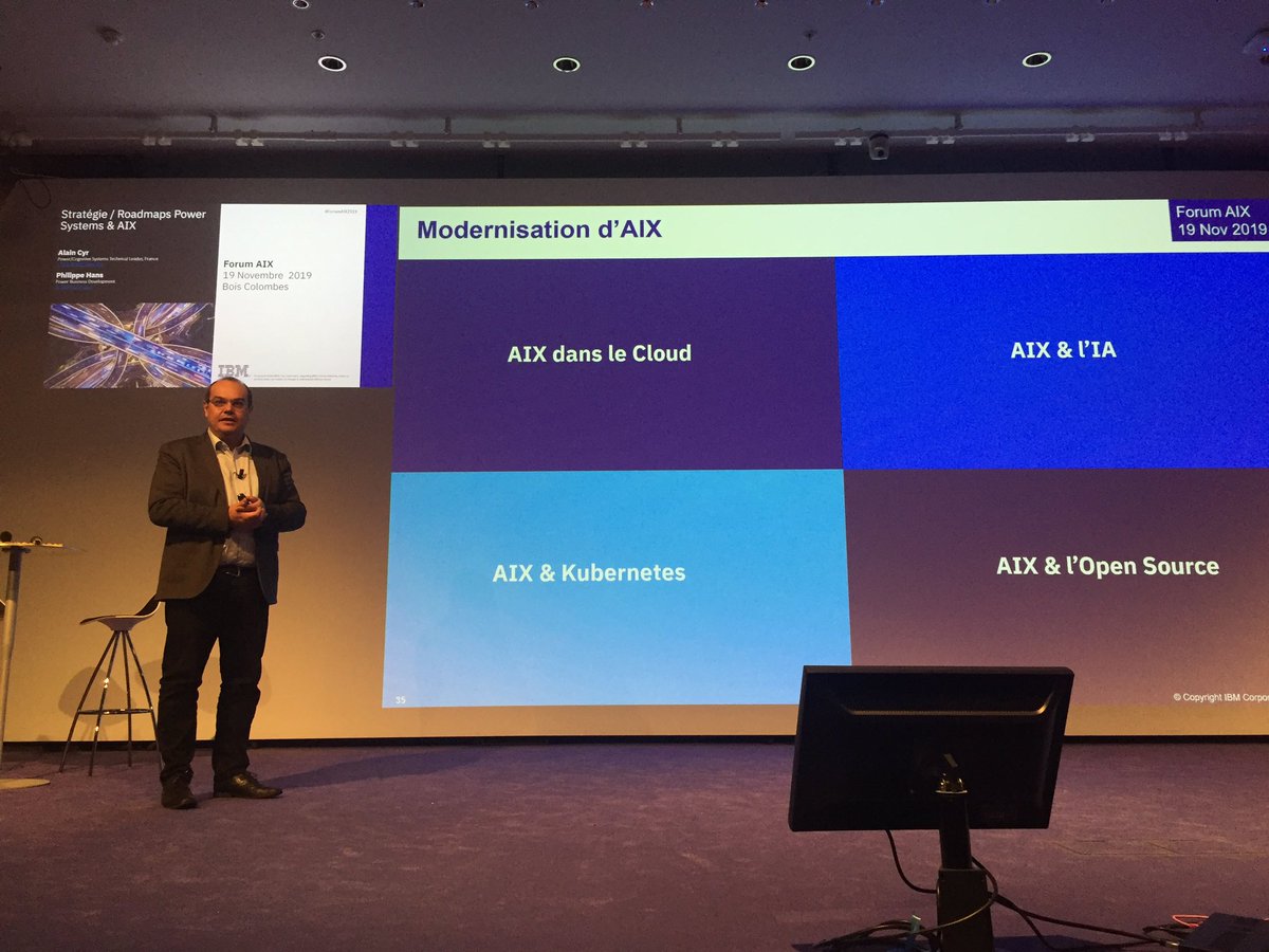 Voilà un sujet qui passionne : la Modernisation IT ! Et notamment #AIX dans LES Clouds et dans le monde #opensource avec Alain Cyr au #ForumAIX2019 <a href="/trollnyrd/">Alain Cyr</a> <a href="/stephanieplant8/">Stéphanie Bernard</a> @PhilippeHans1 @CathChauv