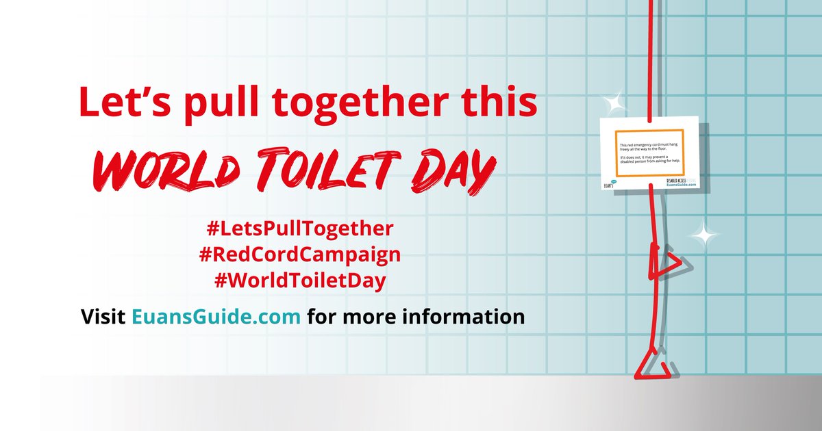 EuansGuide's tweet image. It&apos;s #WorldToiletDay! A massive thank you to everyone taking part in our #RedCordCampaign, whether that is people checking to see if the red cord is hanging freely or businesses testing their alarms. Let us know how you get on! #LetsPullTogether