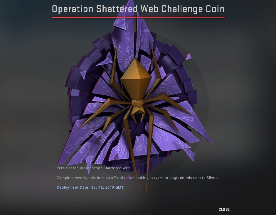 BknVisual's tweet image. So there&apos;s a new #csgo operation... So I extracted the coin from csgo&apos;s game files and rendered it. #OperationShatteredWeb #ShatteredWeb