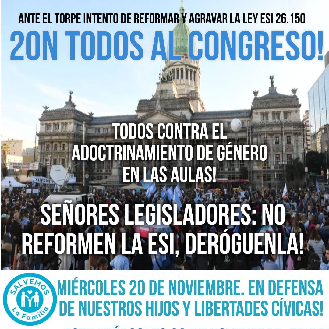 #DeroguenLaESI
#DeroguenLasLeyesDeGenero

*20NaCongreso18hs*

#FirmenIPxDerogacionESI y LeyesDeGenero

#BajenImpuestos ESI e IDG cuestan 10milmillonU$S
CMHNTM

<a href="/edufeiok/">Eduardo Feinmann</a>
<a href="/AgustinLaje/">Agustín Laje</a>
<a href="/gabrielvenica/">Gabriel Vénica</a>
@irisnancyg
<a href="/Lujandavid3/">Lujandavid</a>
<a href="/RaulSassaroli/">Raul Sassaroli</a>
<a href="/JuezLopezMDP/">Juez Alfredo López</a>
<a href="/MxlaVidaoficial/">#MédicosPorLaVida</a>
<a href="/f_secin/">Fernando Secin</a>