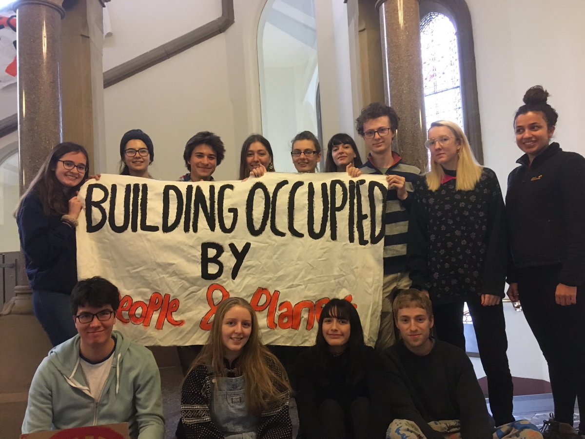PeopleUom's tweet photo. We’re in occupation again over @OfficialUoM’s investments into Fossil Fuel companies including @Shell and @BP_plc, our University is complicit in crimes against, people, Planet and it’s students. #divestnow #wearethechange #fossilfree #timeisup #EnoughIsEnough #peopleandplanet https://t.co/ouSlX7zO1t